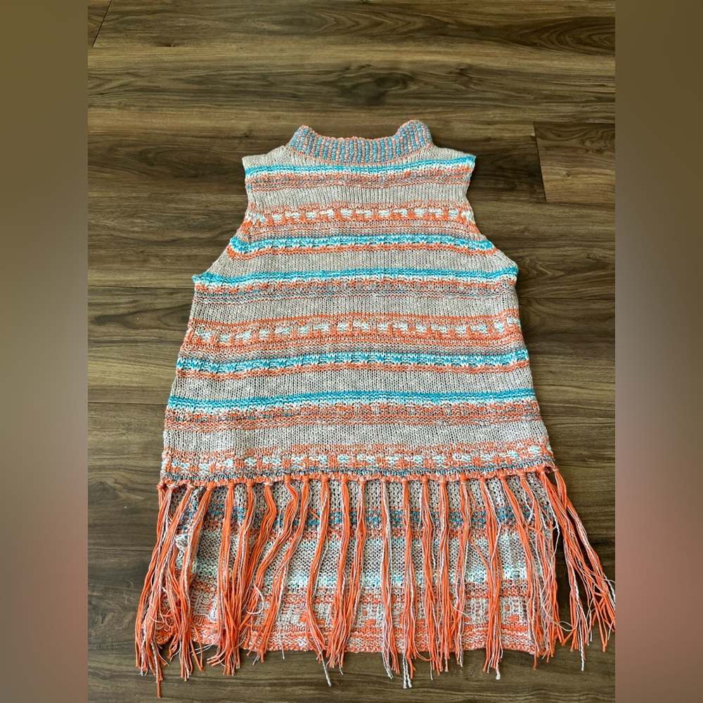Hayden Los Angeles Striped Sleeveless Knit Dress‎ with Fringe